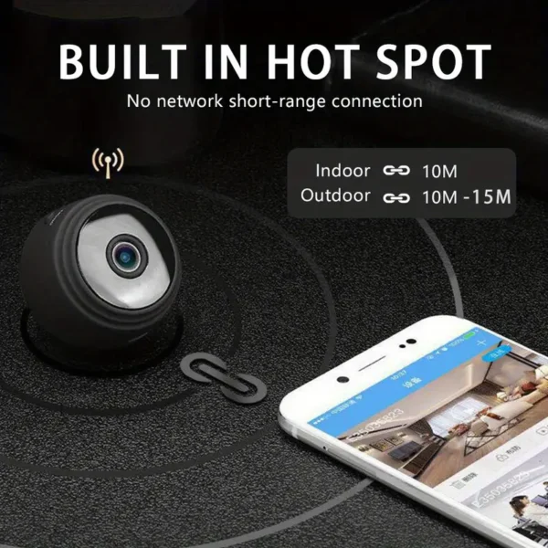 Camara Mini Espia Wifi de seguridad A9 con Wi-Fi, Batería Recargable y Carga Tipo-C, Monitoreo Remoto 24/7 vía Aplicación Móvil, Cámara de Vigilancia Interior para Escritorio en Casa/Oficina (), Diseño Elegante, Vídeo de Alta Calidad