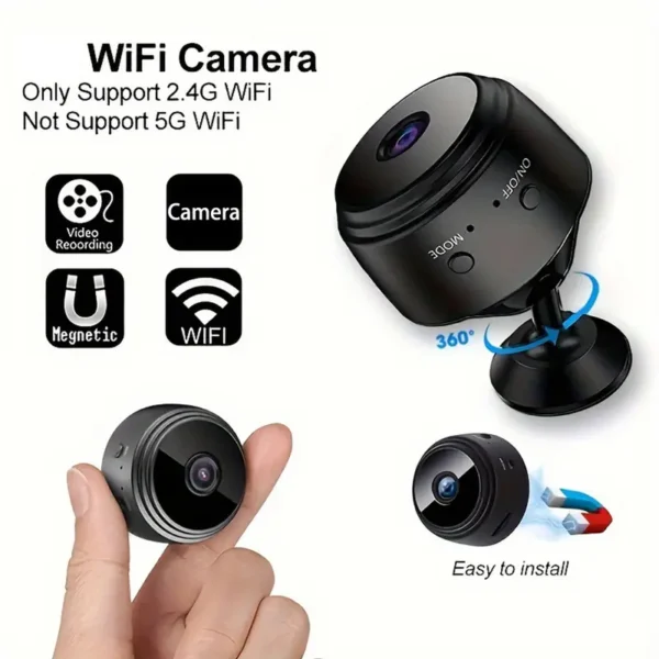 Camara Mini Espia Wifi de seguridad A9 con Wi-Fi, Batería Recargable y Carga Tipo-C, Monitoreo Remoto 24/7 vía Aplicación Móvil, Cámara de Vigilancia Interior para Escritorio en Casa/Oficina (), Diseño Elegante, Vídeo de Alta Calidad