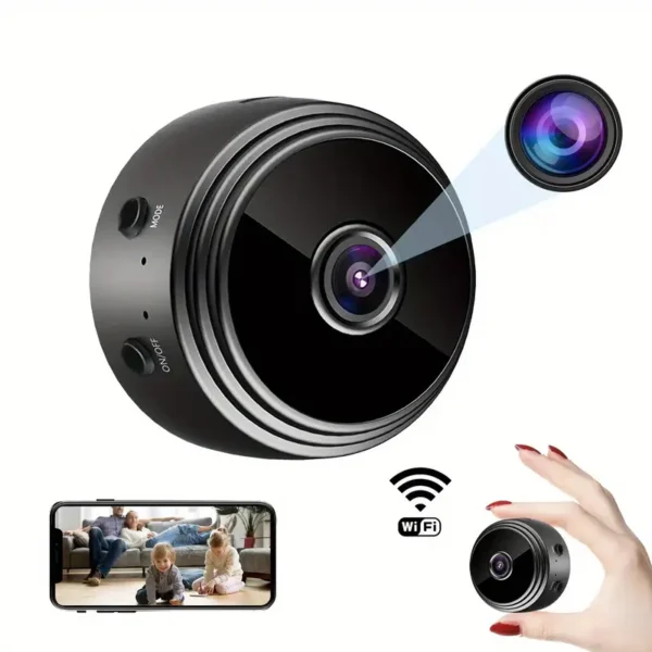 Camara Mini Espia Wifi de seguridad A9 con Wi-Fi, Batería Recargable y Carga Tipo-C, Monitoreo Remoto 24/7 vía Aplicación Móvil, Cámara de Vigilancia Interior para Escritorio en Casa/Oficina (), Diseño Elegante, Vídeo de Alta Calidad